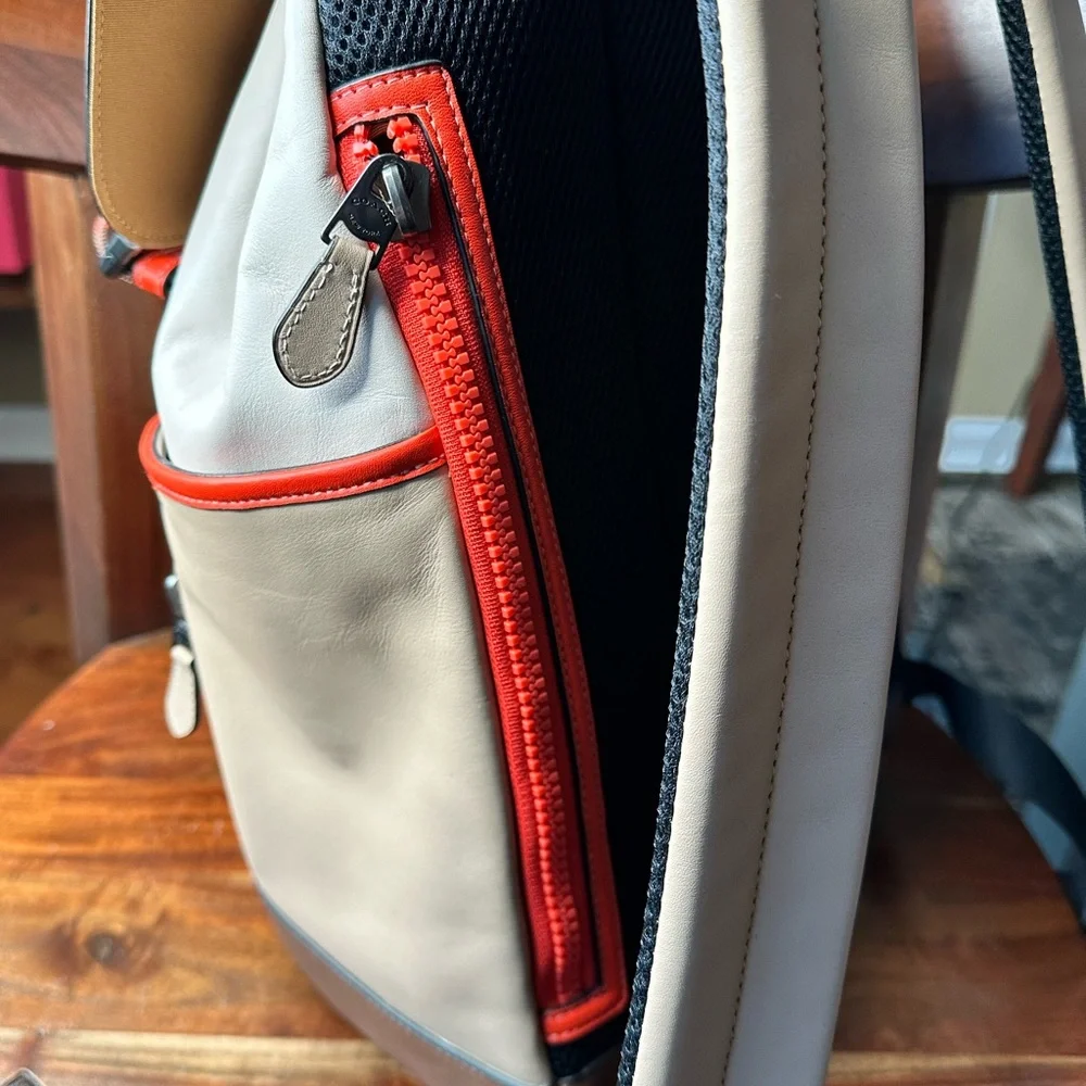 COACH Track Backpack In Colorblock Black Antique Nickel/Steam/Sandy Beige Multi